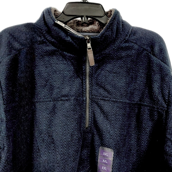 London Fog Men's Half Zip PLUSH Warm Sherpa Lined Pullover Sweater Size 2XL NWT - Picture 2 of 5